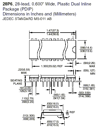 AT28C64B-15PC DIP-28W MEMORY DATA STORAGE EEPROM