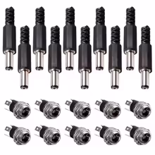 DC Güç jak soketi  Dişi +Erkek  5.5mm x 2.1mm 10 Takım