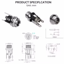 DC Güç jak soketi  Dişi +Erkek  5.5mm x 2.1mm 10 Takım