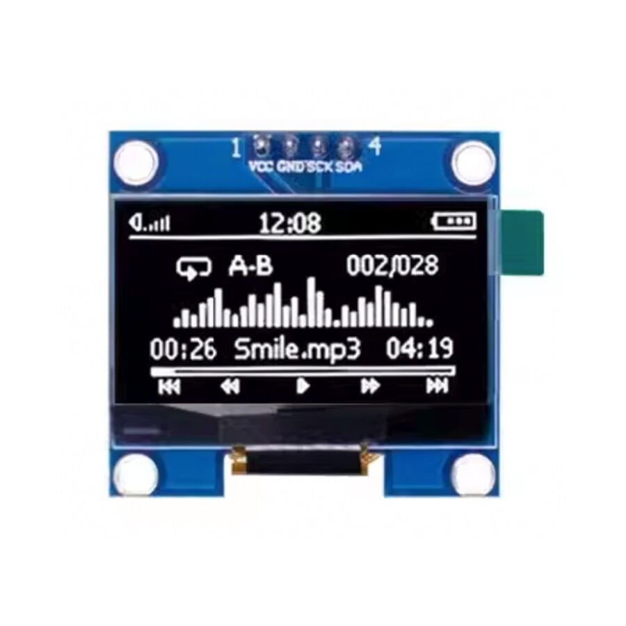 0.96 inch I2C OLED Ekran 128x64-Beyaz-White