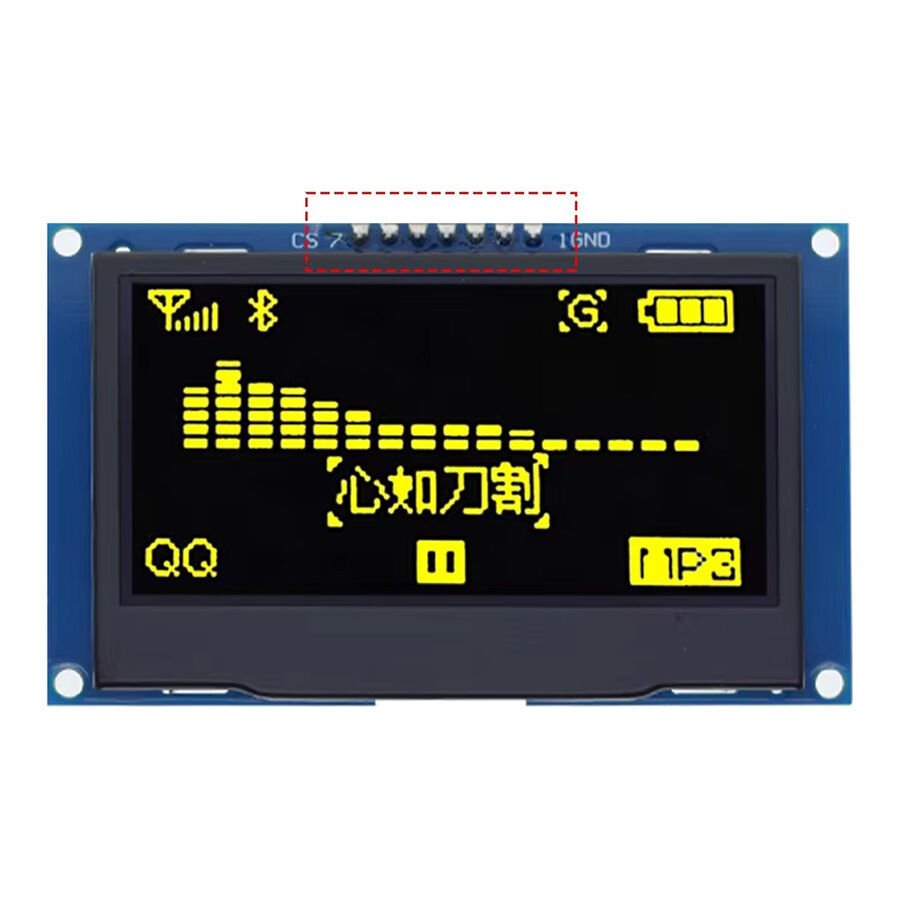 2.42 128X64 SSD1309 7 Pinli SPI/I2C Sarı  OLED LCD