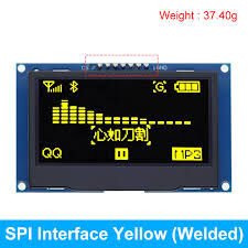 ''2.42'''' 128X64 SSD1309 7 Pinli SPI/I2C Sarı  OLED LCD