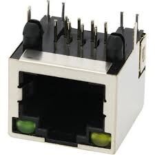 RJ45 8P8C Işıklı Dişi Ethernet Konnektörü - PCB Tipi