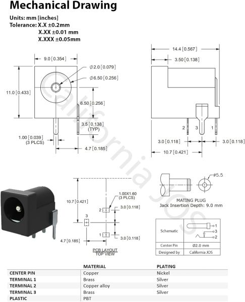 2.1mm Şase Power Konnektörü